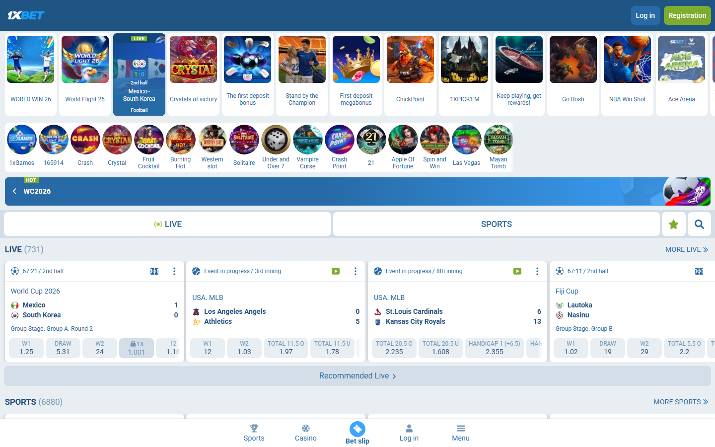 Wild West at 1xBet public page screenshot